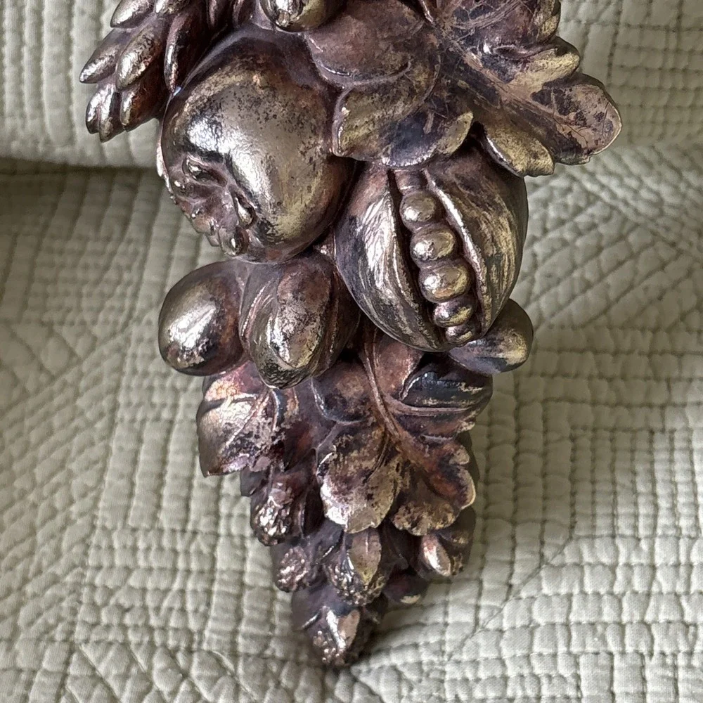 Vintage Syroco Gold Fruit Foliage Wall Plaque 16.25
